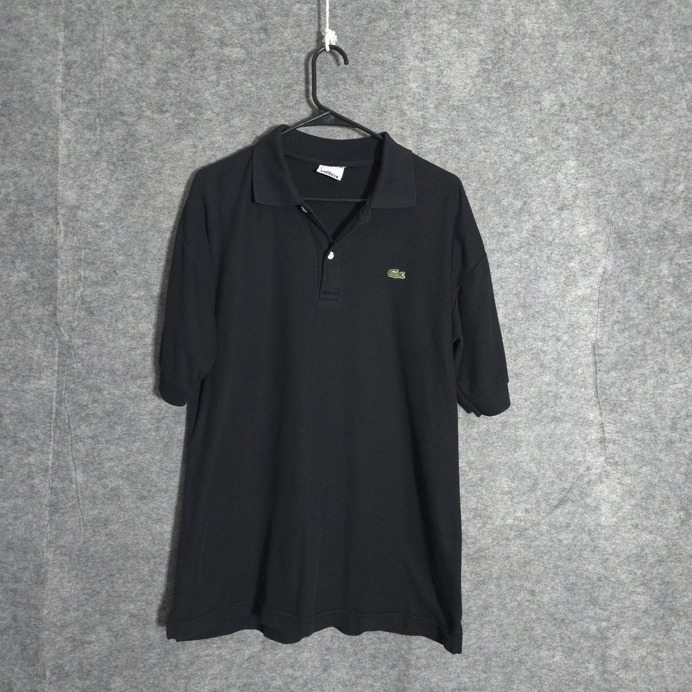 Lacoste Polo Shirt Men 7 XL Black Short Sleeve Pique Cotton Logo Crocodile Solid
